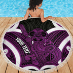 Waiporoporo Aotearoa Atua Tumatauenga Personalised Beach Blanket Maori God Of War Tiki With Taiaha
