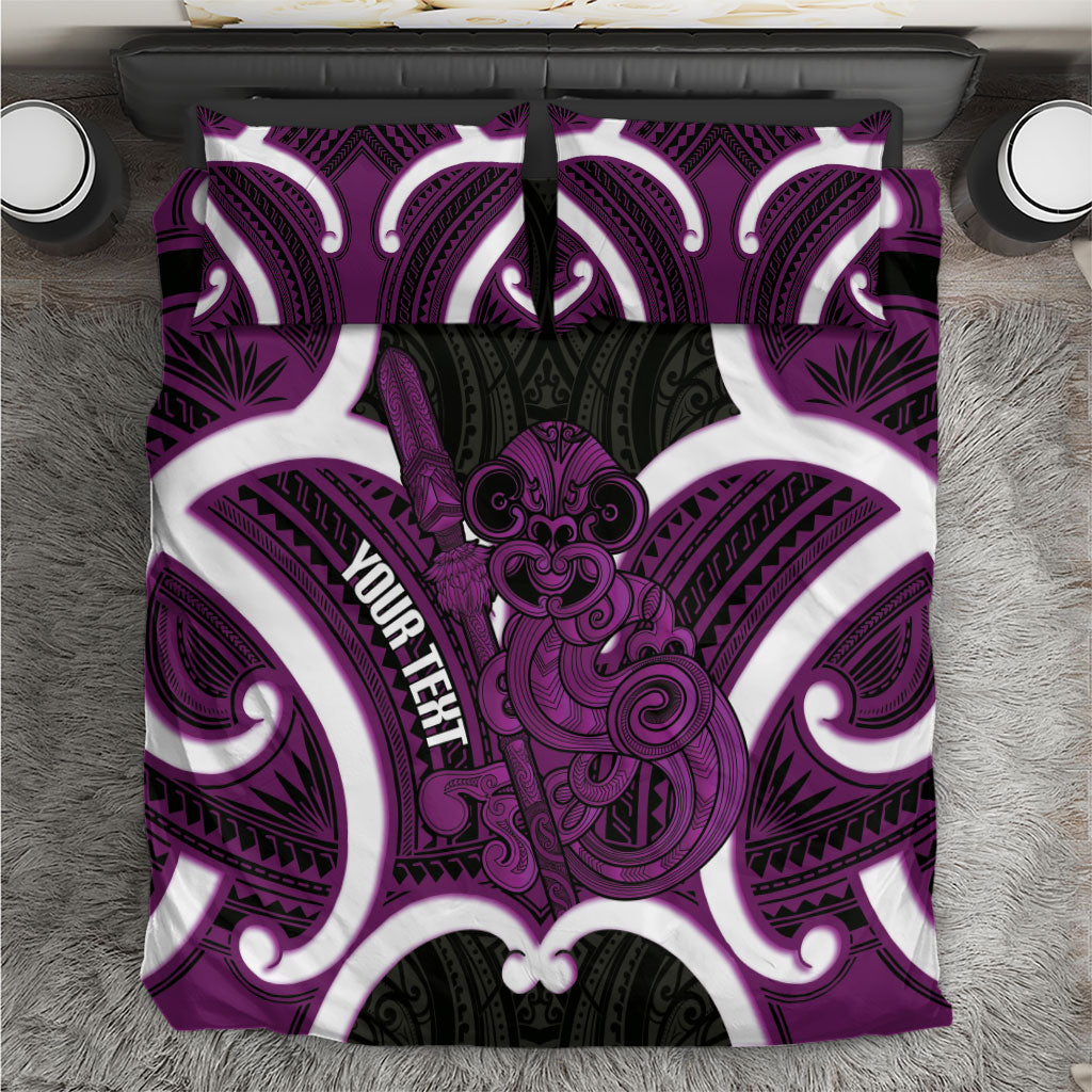 Waiporoporo Aotearoa Atua Tumatauenga Personalised Bedding Set Maori God Of War Tiki With Taiaha