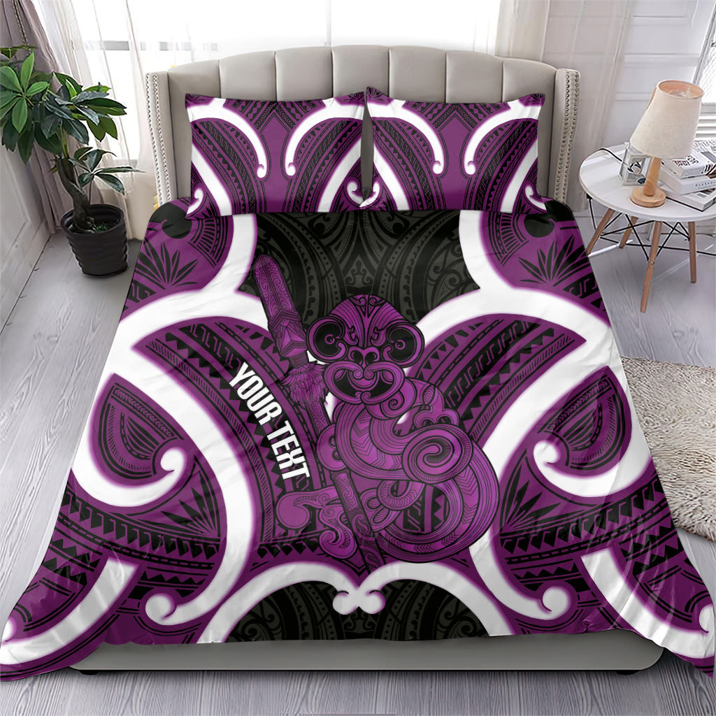 Waiporoporo Aotearoa Atua Tumatauenga Personalised Bedding Set Maori God Of War Tiki With Taiaha