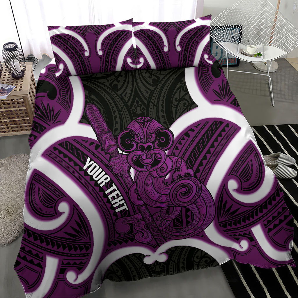 Waiporoporo Aotearoa Atua Tumatauenga Personalised Bedding Set Maori God Of War Tiki With Taiaha