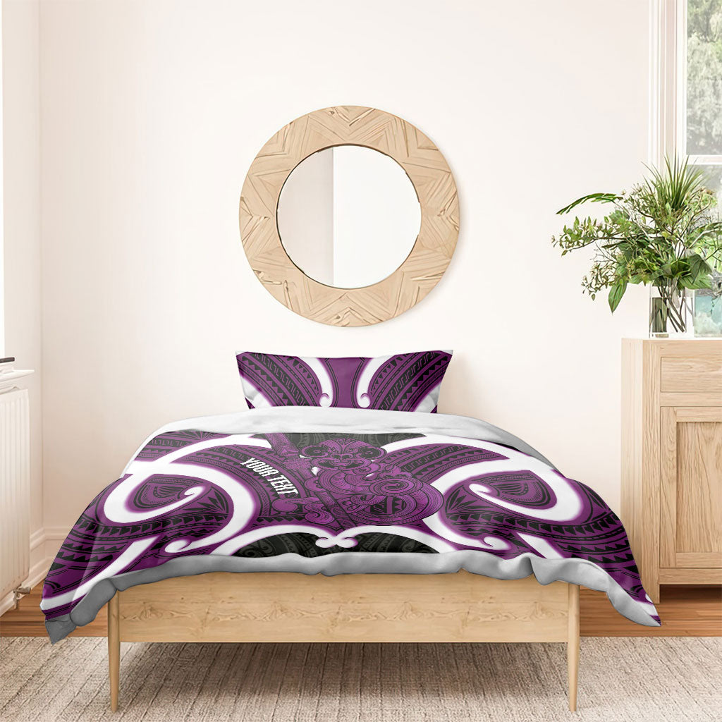 Waiporoporo Aotearoa Atua Tumatauenga Personalised Bedding Set Maori God Of War Tiki With Taiaha