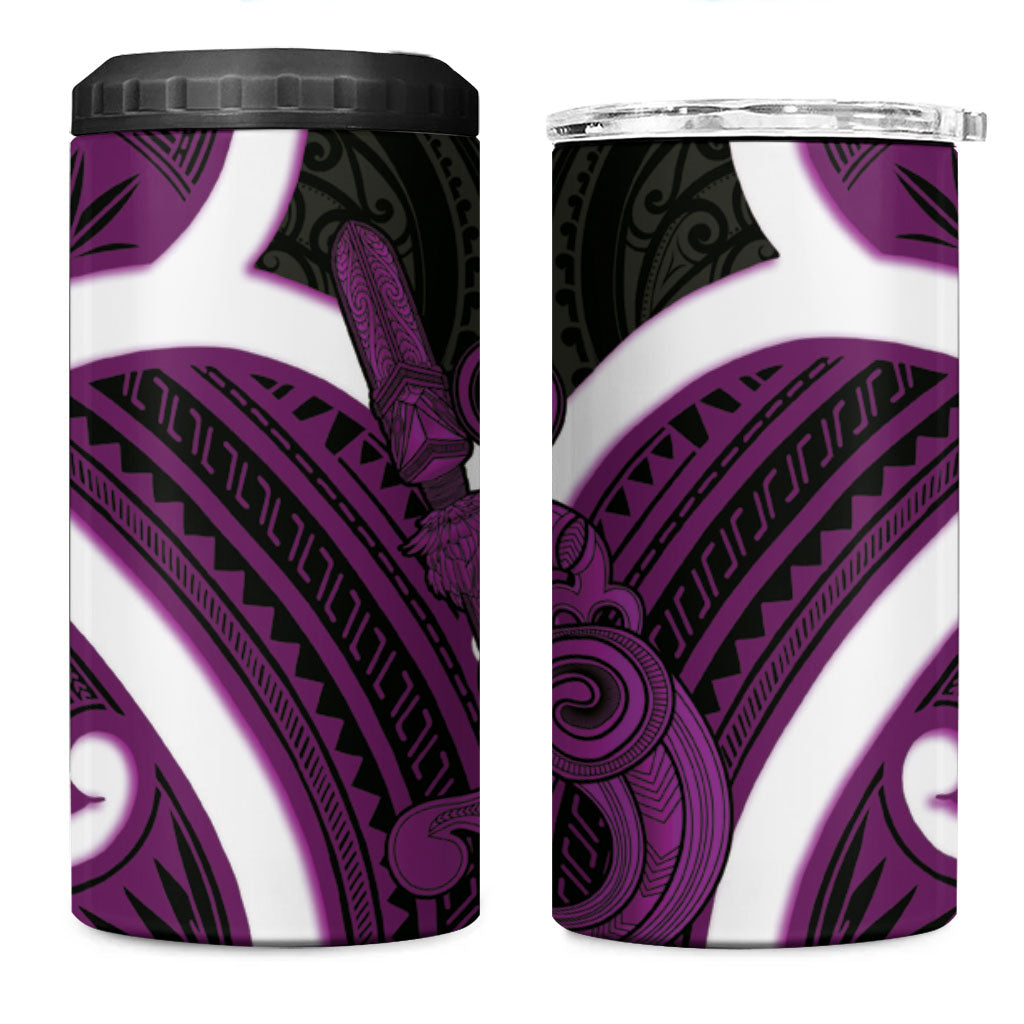 Waiporoporo Aotearoa Atua Tumatauenga 4 in 1 Can Cooler Tumbler Maori God Of War Tiki With Taiaha