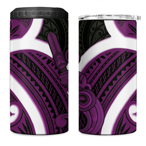 Waiporoporo Aotearoa Atua Tumatauenga 4 in 1 Can Cooler Tumbler Maori God Of War Tiki With Taiaha