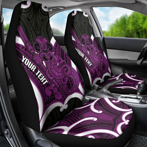 Waiporoporo Aotearoa Atua Tumatauenga Personalised Car Seat Cover Maori God Of War Tiki With Taiaha
