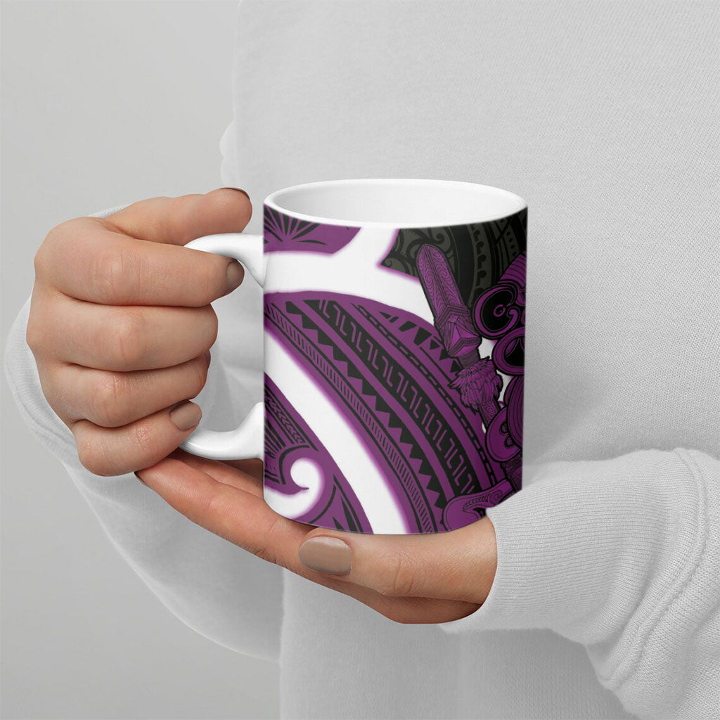 Waiporoporo Aotearoa Atua Tumatauenga Ceramic Mug Maori God Of War Tiki With Taiaha