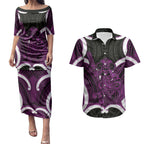 Waiporoporo Aotearoa Atua Tumatauenga Personalised Couples Matching Puletasi and Hawaiian Shirt Maori God Of War Tiki With Taiaha