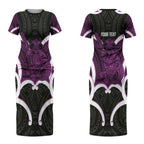 Waiporoporo Aotearoa Atua Tumatauenga Personalised Couples Matching Short Sleeve Bodycon Dress and Hawaiian Shirt Maori God Of War Tiki With Taiaha