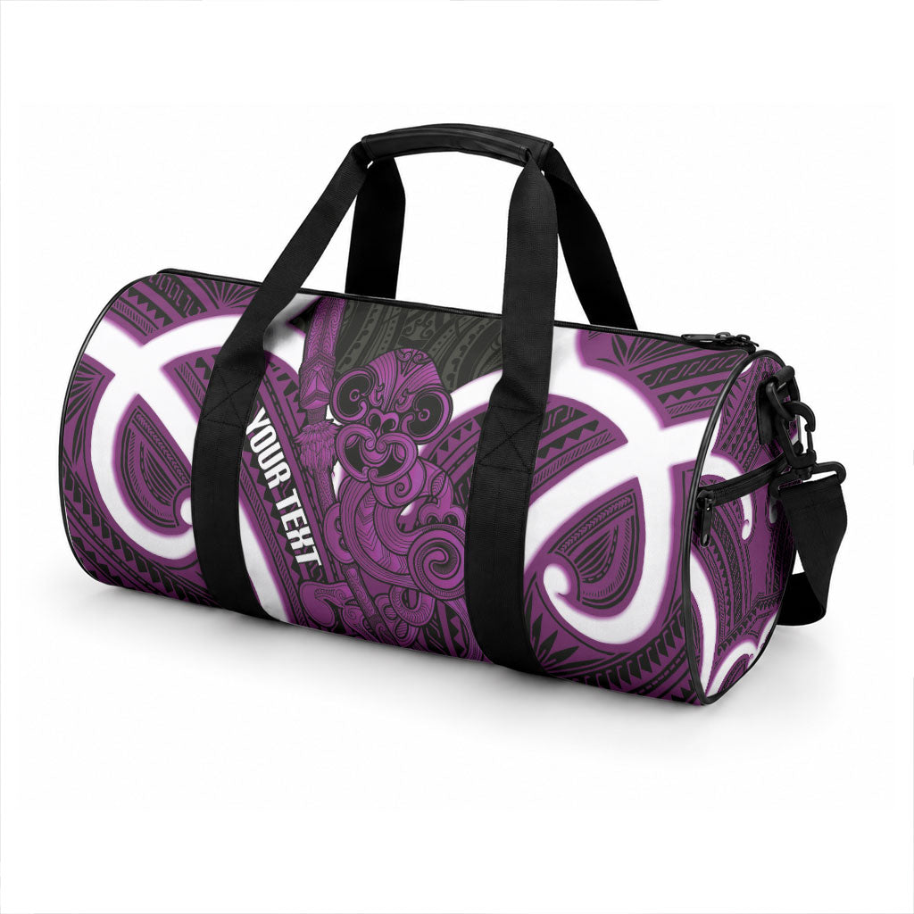 Waiporoporo Aotearoa Atua Tumatauenga Personalised Duffle Bag Maori God Of War Tiki With Taiaha
