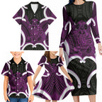 Waiporoporo Aotearoa Atua Tumatauenga Personalised Family Matching Long Sleeve Bodycon Dress and Hawaiian Shirt Maori God Of War Tiki With Taiaha
