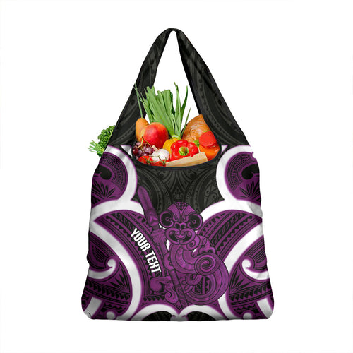 Waiporoporo Aotearoa Atua Tumatauenga Personalised Grocery Bag Maori God Of War Tiki With Taiaha