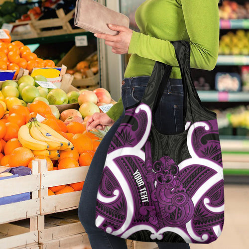 Waiporoporo Aotearoa Atua Tumatauenga Personalised Grocery Bag Maori God Of War Tiki With Taiaha