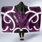 Waiporoporo Aotearoa Atua Tumatauenga Personalised Hooded Blanket Maori God Of War Tiki With Taiaha