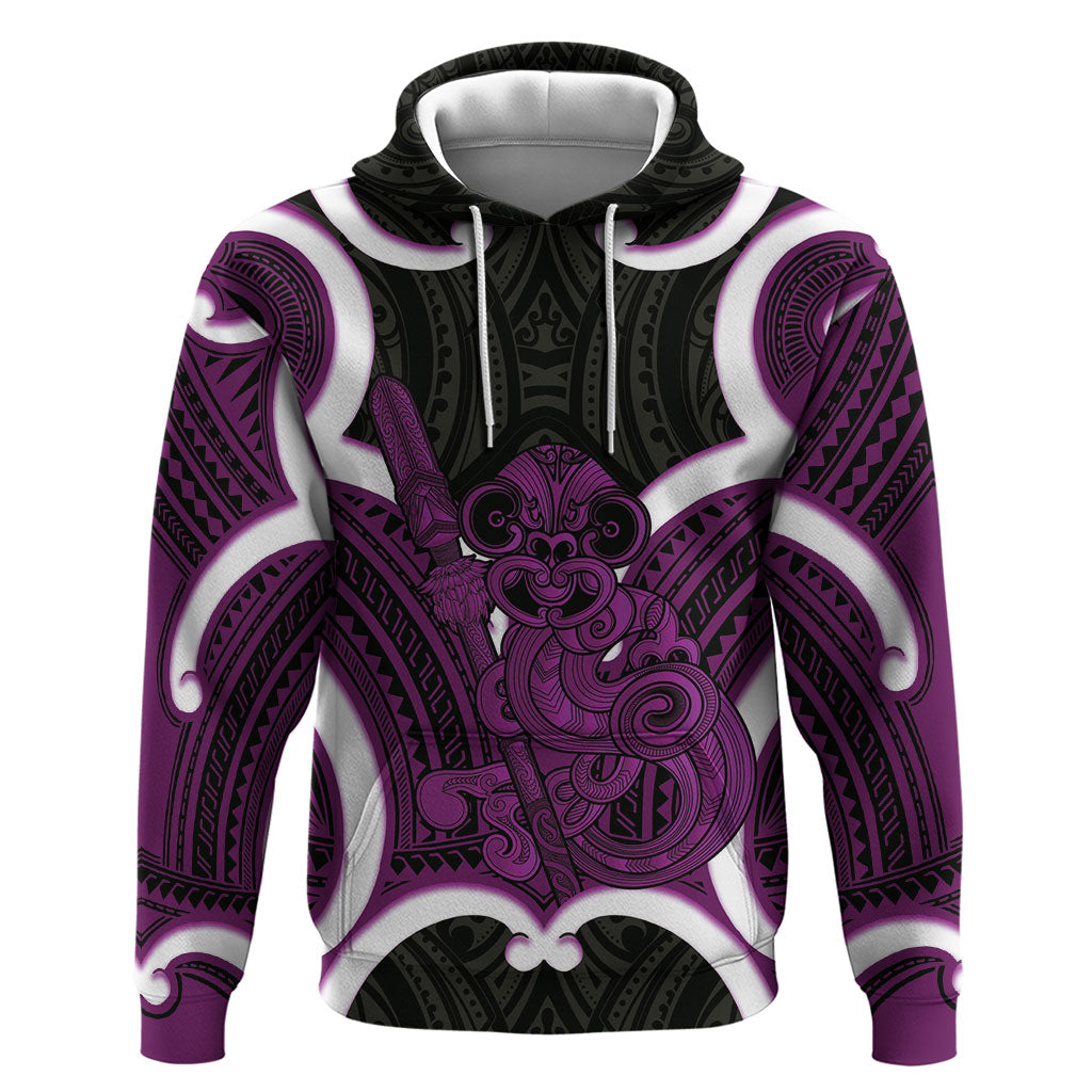 Waiporoporo Aotearoa Atua Tumatauenga Personalised Hoodie Maori God Of War Tiki With Taiaha