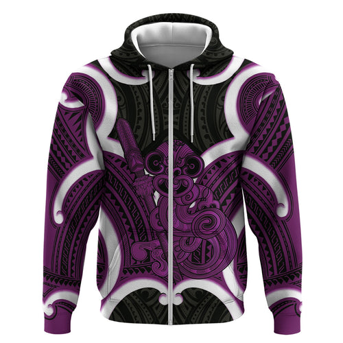 Waiporoporo Aotearoa Atua Tumatauenga Personalised Hoodie Maori God Of War Tiki With Taiaha