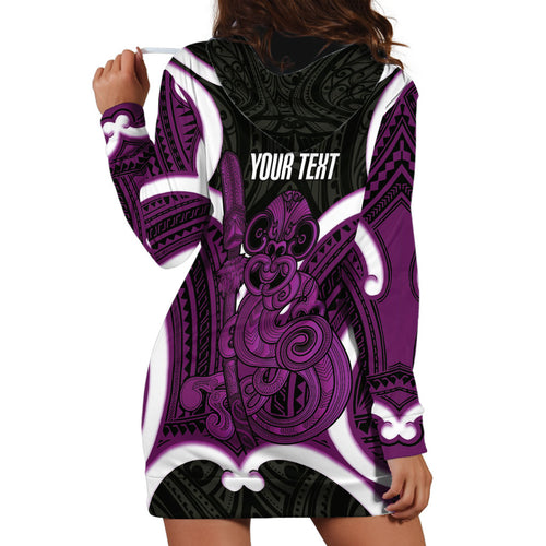 Waiporoporo Aotearoa Atua Tumatauenga Personalised Hoodie Dress Maori God Of War Tiki With Taiaha