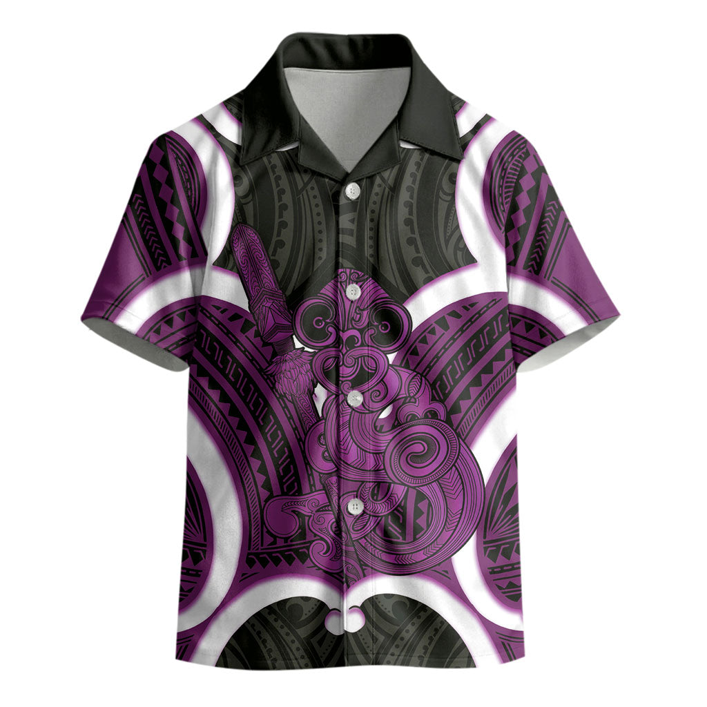 Waiporoporo Aotearoa Atua Tumatauenga Personalised Kid Hawaiian Shirt Maori God Of War Tiki With Taiaha