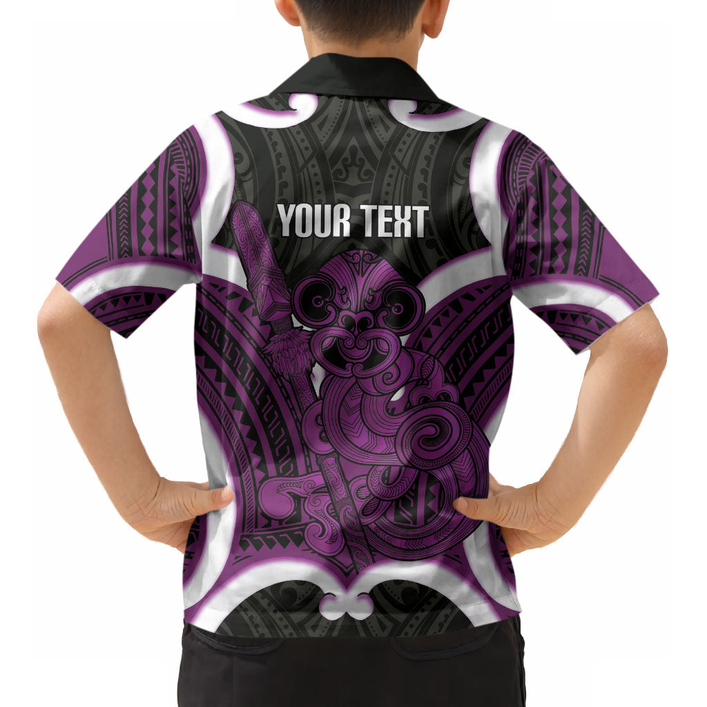 Waiporoporo Aotearoa Atua Tumatauenga Personalised Kid Hawaiian Shirt Maori God Of War Tiki With Taiaha