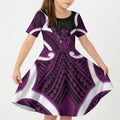 Waiporoporo Aotearoa Atua Tumatauenga Personalised Kid Short Sleeve Dress Maori God Of War Tiki With Taiaha
