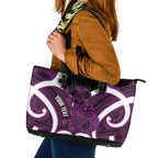 Waiporoporo Aotearoa Atua Tumatauenga Personalised Leather Tote Bag Maori God Of War Tiki With Taiaha
