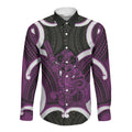 Waiporoporo Aotearoa Atua Tumatauenga Personalised Long Sleeve Button Shirt Maori God Of War Tiki With Taiaha