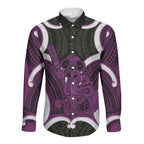 Waiporoporo Aotearoa Atua Tumatauenga Personalised Long Sleeve Button Shirt Maori God Of War Tiki With Taiaha