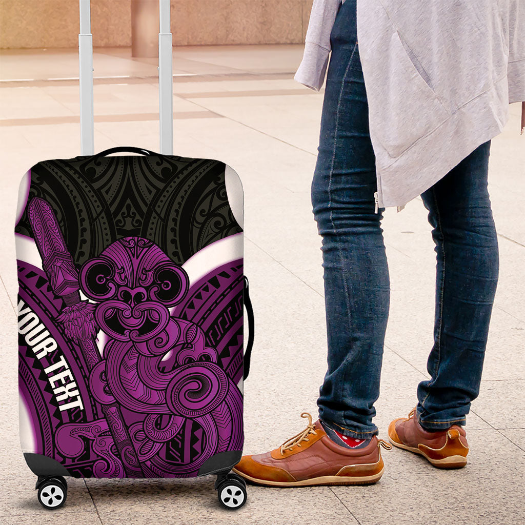 Waiporoporo Aotearoa Atua Tumatauenga Personalised Luggage Cover Maori God Of War Tiki With Taiaha