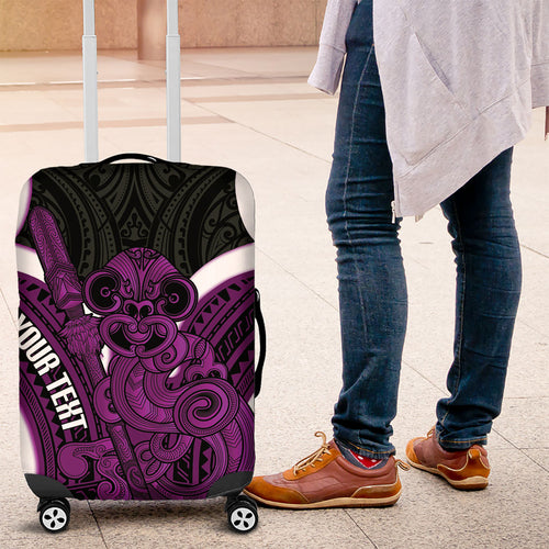 Waiporoporo Aotearoa Atua Tumatauenga Personalised Luggage Cover Maori God Of War Tiki With Taiaha