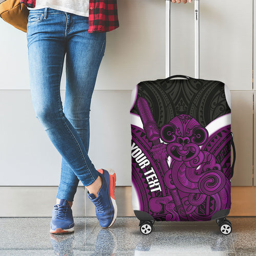 Waiporoporo Aotearoa Atua Tumatauenga Personalised Luggage Cover Maori God Of War Tiki With Taiaha