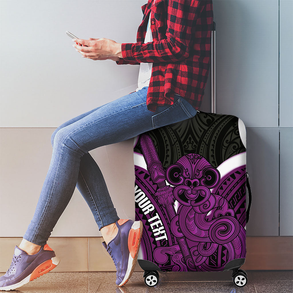 Waiporoporo Aotearoa Atua Tumatauenga Personalised Luggage Cover Maori God Of War Tiki With Taiaha