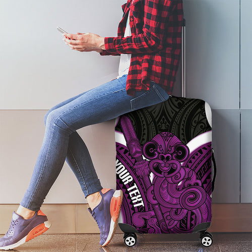 Waiporoporo Aotearoa Atua Tumatauenga Personalised Luggage Cover Maori God Of War Tiki With Taiaha