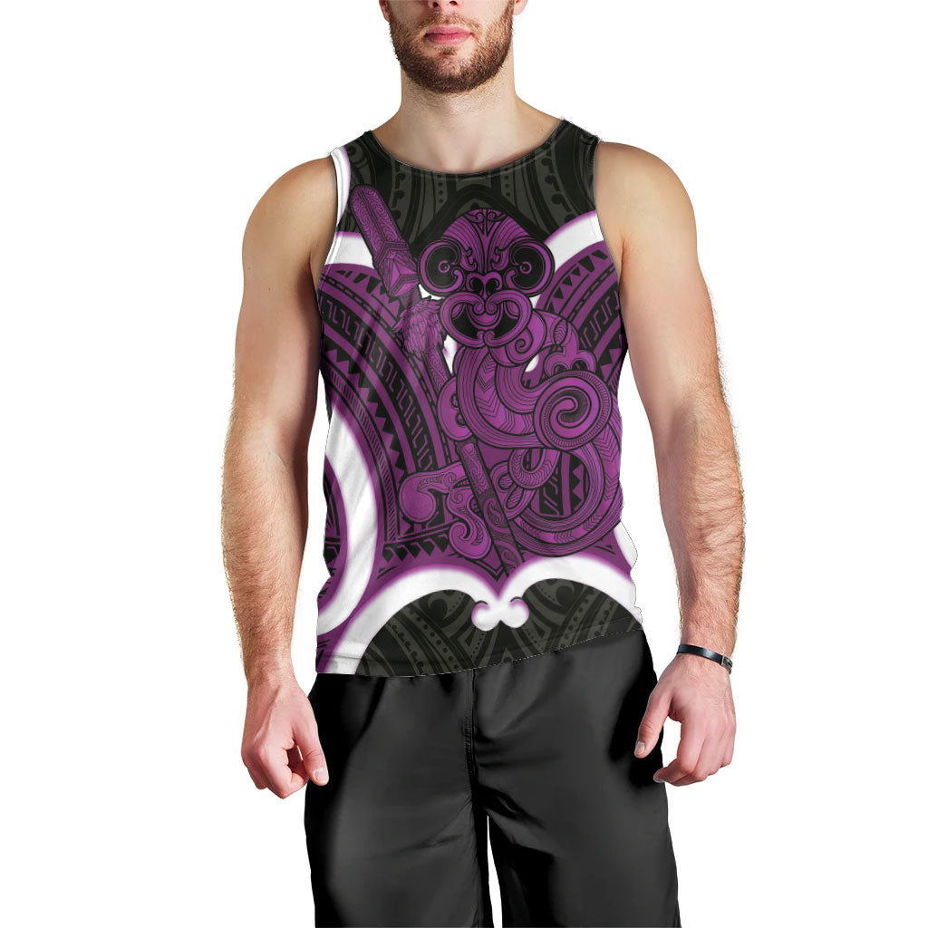 Waiporoporo Aotearoa Atua Tumatauenga Personalised Men Tank Top Maori God Of War Tiki With Taiaha