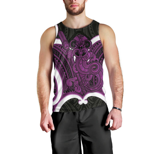 Waiporoporo Aotearoa Atua Tumatauenga Personalised Men Tank Top Maori God Of War Tiki With Taiaha