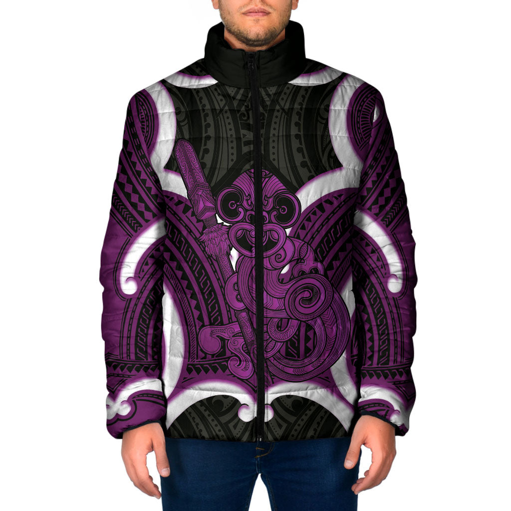 Waiporoporo Aotearoa Atua Tumatauenga Personalised Padded Jacket Maori God Of War Tiki With Taiaha
