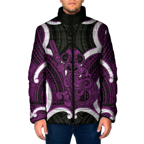 Waiporoporo Aotearoa Atua Tumatauenga Personalised Padded Jacket Maori God Of War Tiki With Taiaha