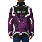 Waiporoporo Aotearoa Atua Tumatauenga Personalised Padded Jacket Maori God Of War Tiki With Taiaha