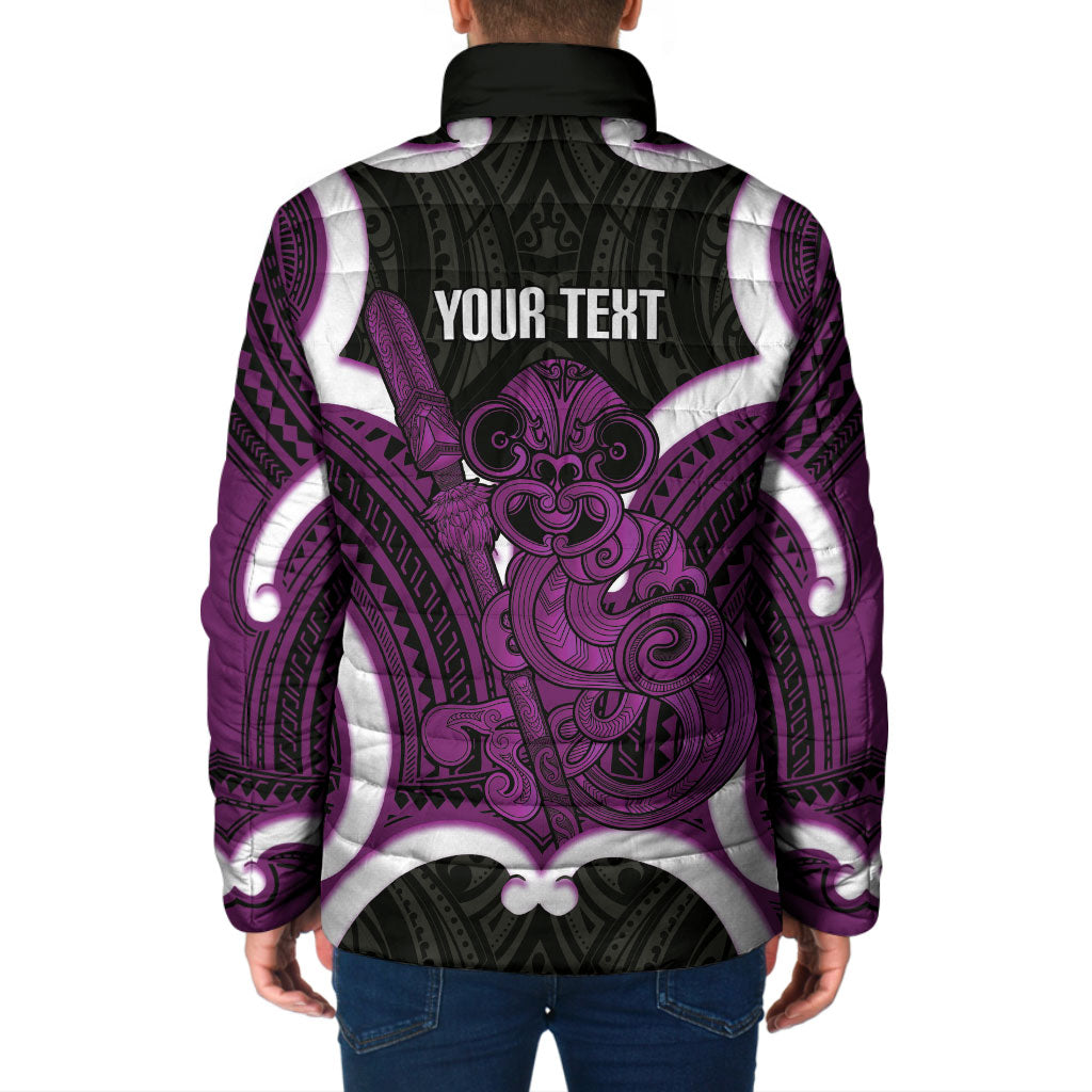 Waiporoporo Aotearoa Atua Tumatauenga Personalised Padded Jacket Maori God Of War Tiki With Taiaha