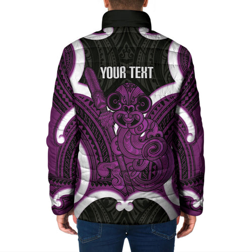 Waiporoporo Aotearoa Atua Tumatauenga Personalised Padded Jacket Maori God Of War Tiki With Taiaha