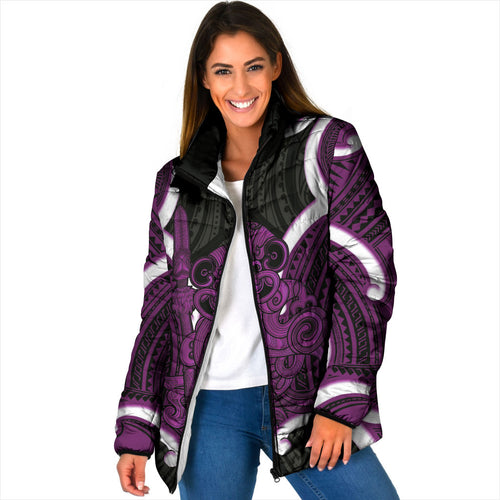 Waiporoporo Aotearoa Atua Tumatauenga Personalised Padded Jacket Maori God Of War Tiki With Taiaha