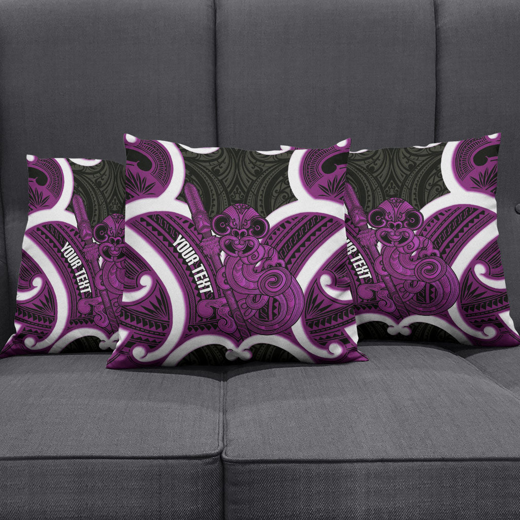 Waiporoporo Aotearoa Atua Tumatauenga Personalised Pillow Cover Maori God Of War Tiki With Taiaha