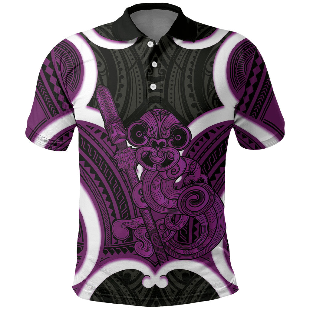 Waiporoporo Aotearoa Atua Tumatauenga Personalised Polo Shirt Maori God Of War Tiki With Taiaha