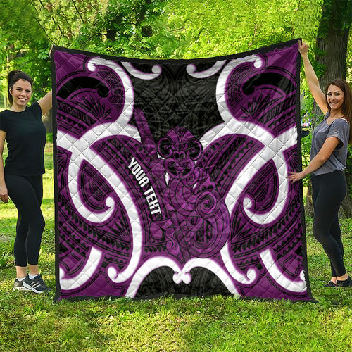 Waiporoporo Aotearoa Atua Tumatauenga Personalised Quilt Maori God Of War Tiki With Taiaha