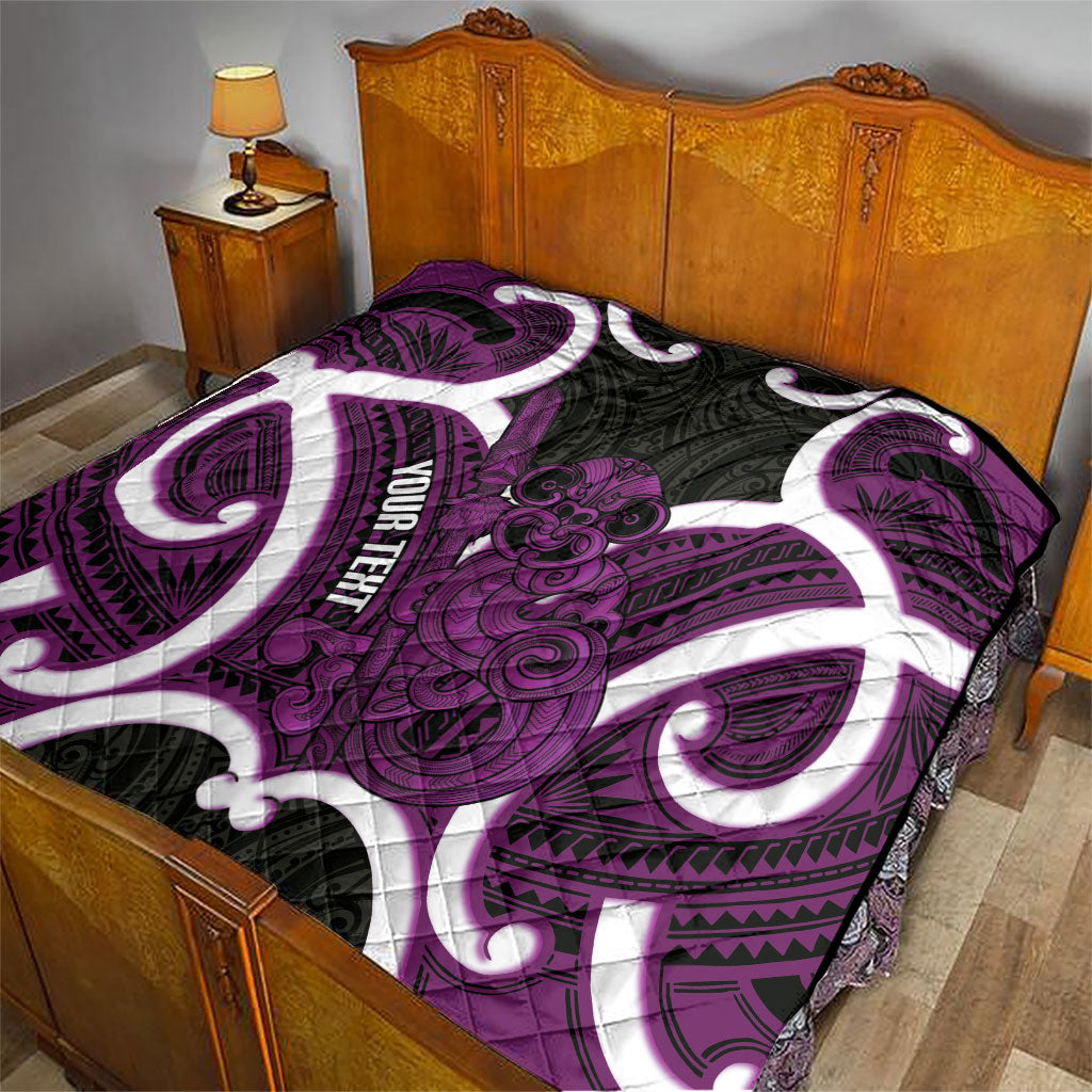 Waiporoporo Aotearoa Atua Tumatauenga Personalised Quilt Maori God Of War Tiki With Taiaha
