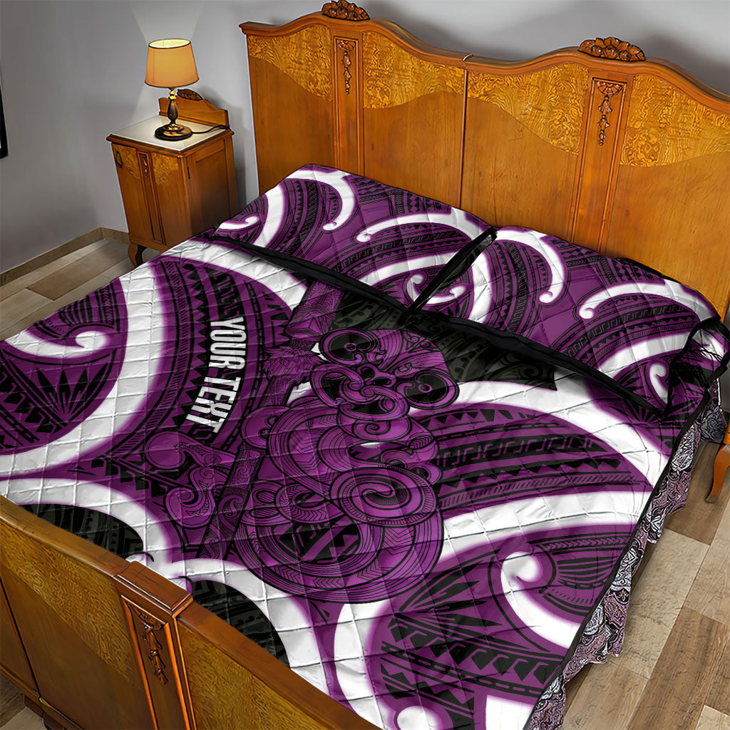 Waiporoporo Aotearoa Atua Tumatauenga Personalised Quilt Bed Set Maori God Of War Tiki With Taiaha
