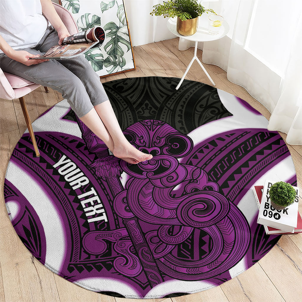 Waiporoporo Aotearoa Atua Tumatauenga Personalised Round Carpet Maori God Of War Tiki With Taiaha