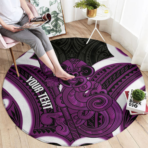 Waiporoporo Aotearoa Atua Tumatauenga Personalised Round Carpet Maori God Of War Tiki With Taiaha