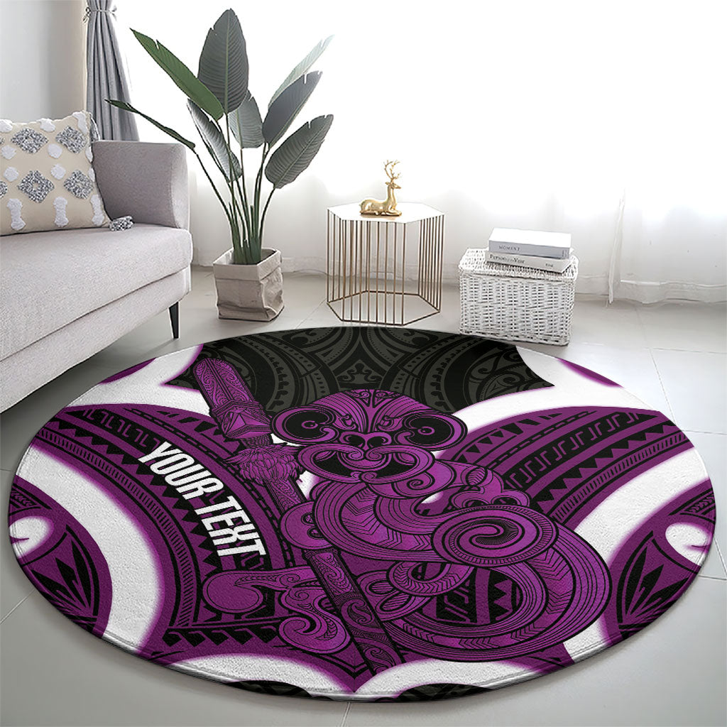 Waiporoporo Aotearoa Atua Tumatauenga Personalised Round Carpet Maori God Of War Tiki With Taiaha