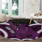 Waiporoporo Aotearoa Atua Tumatauenga Personalised Round Carpet Maori God Of War Tiki With Taiaha