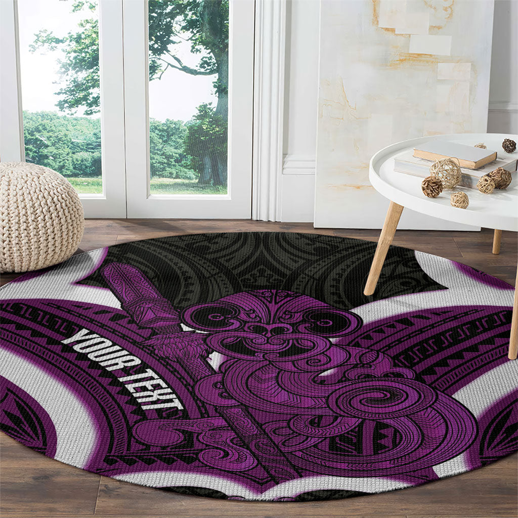 Waiporoporo Aotearoa Atua Tumatauenga Personalised Round Carpet Maori God Of War Tiki With Taiaha