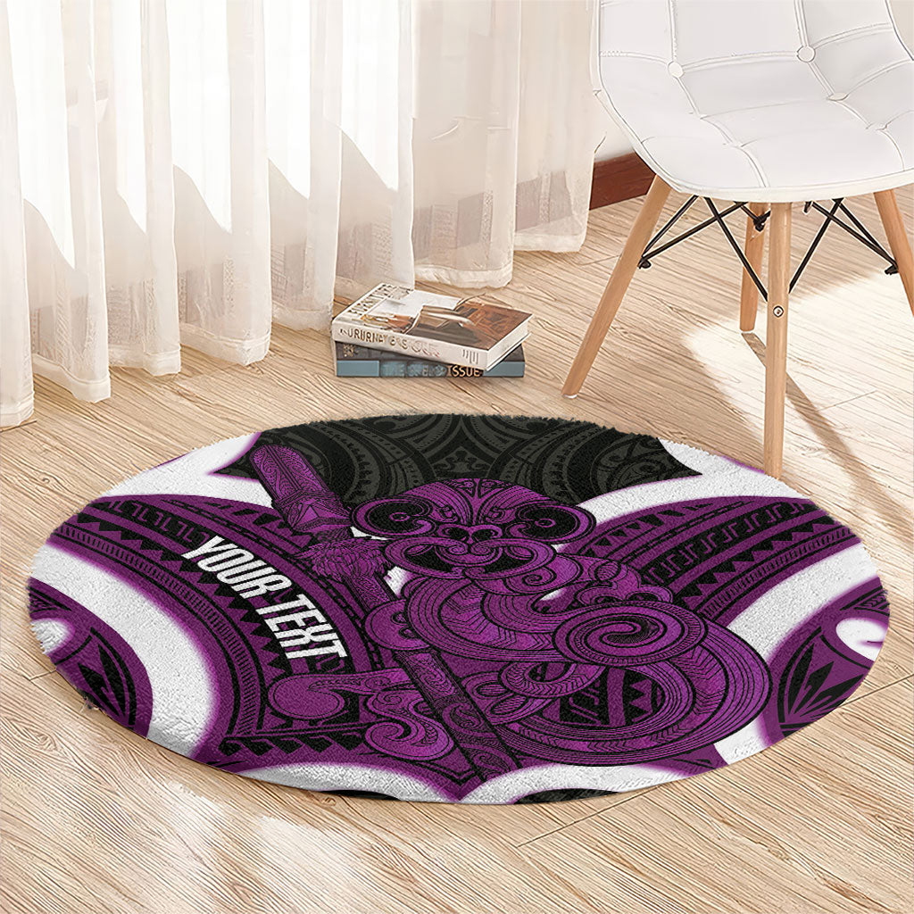 Waiporoporo Aotearoa Atua Tumatauenga Personalised Round Carpet Maori God Of War Tiki With Taiaha