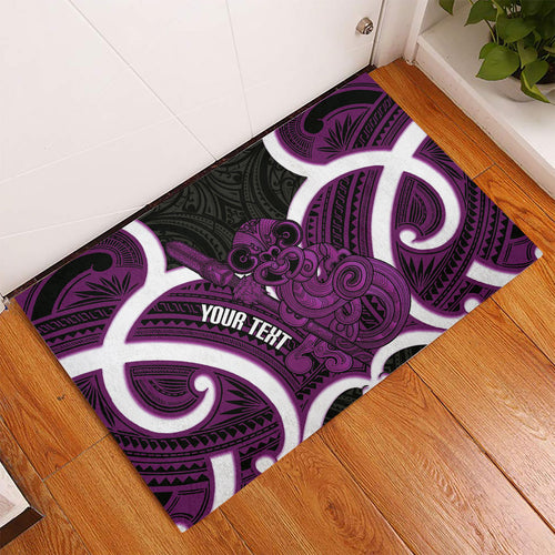 Waiporoporo Aotearoa Atua Tumatauenga Personalised Rubber Doormat Maori God Of War Tiki With Taiaha